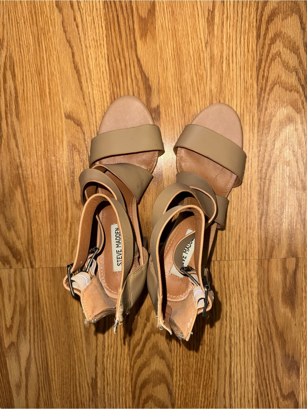 Steve Madden Taupe Strappy Block Heel Sandals